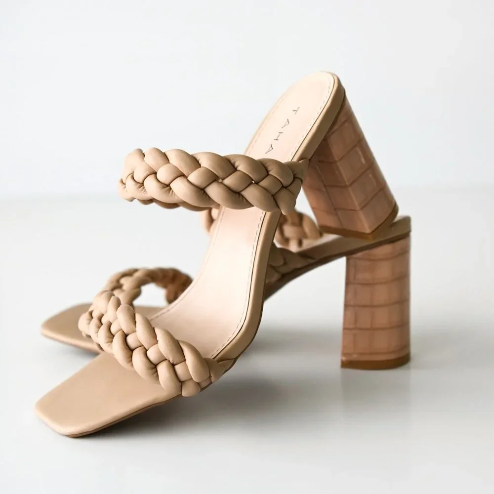 TAHARI Tan Dayah Rope Braid Square Toe 3
